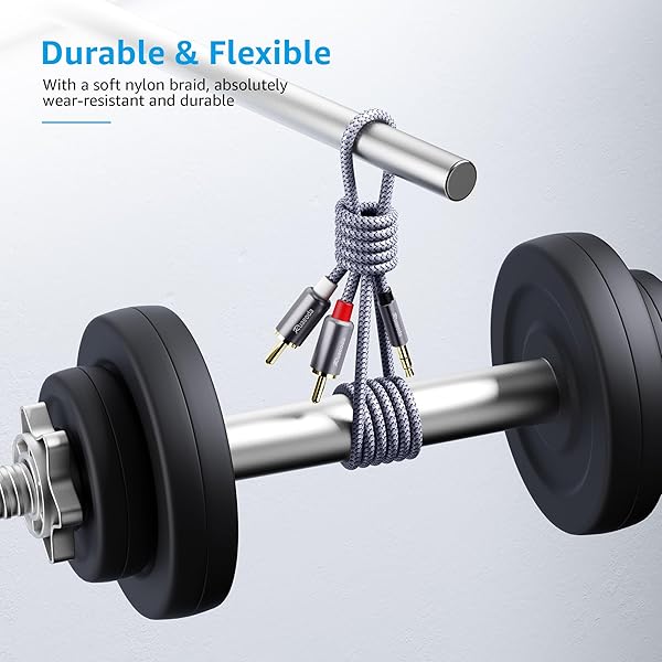 Ruaeoda Ruaeoda 3.5mm to 2RCA Cable 6 Feet Braided AUX to 2Male 2RCA Audio Stereo Y Splitter Double Shielded for Audiophiles - View 2 of 7