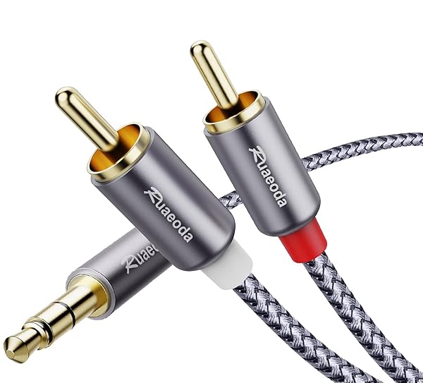 Ruaeoda Ruaeoda 3.5mm to 2RCA Cable 6 Feet Braided AUX to 2Male 2RCA Audio Stereo Y Splitter Double Shielded for Audiophiles