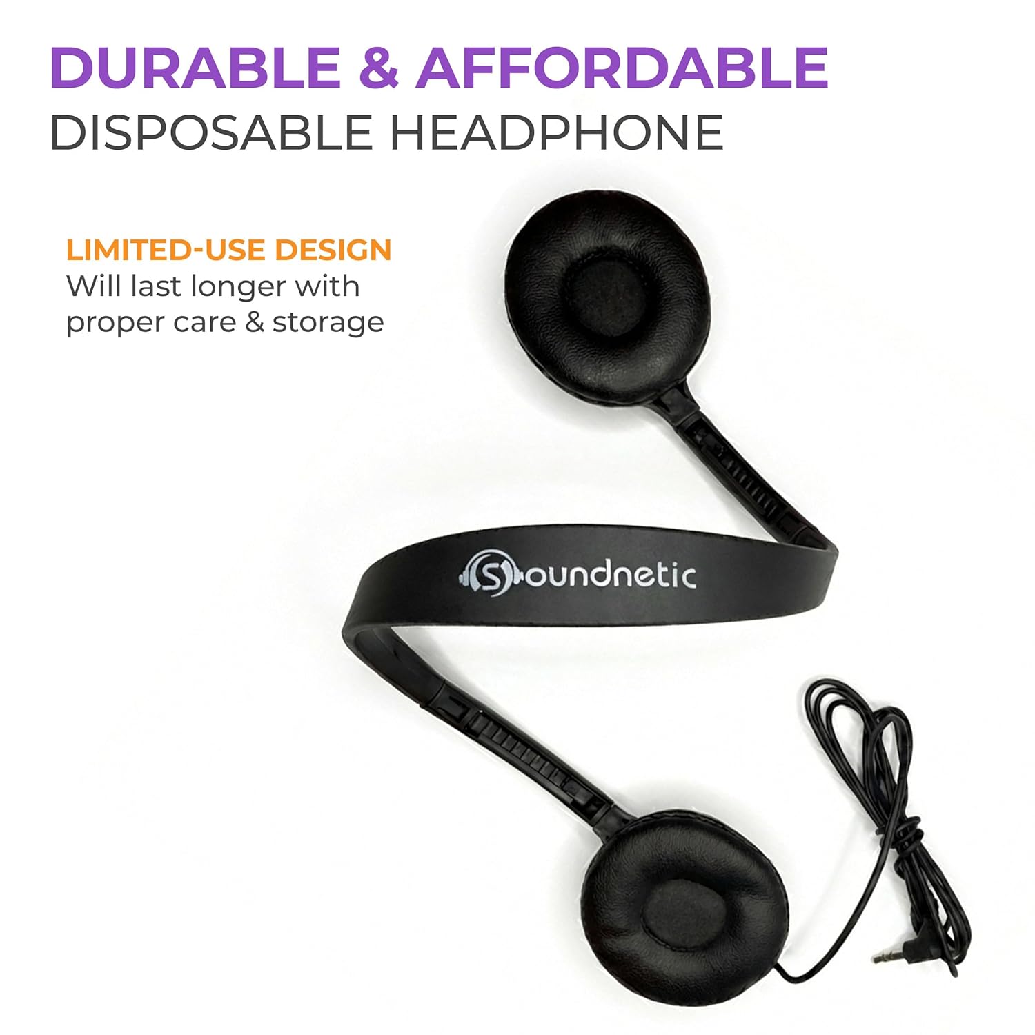 Soundnetic Soundnetic SN313 Classroom Headphones - 25 Pack Over-Ear Stereo with Leatherette Earpads, Black - View 6 of 9