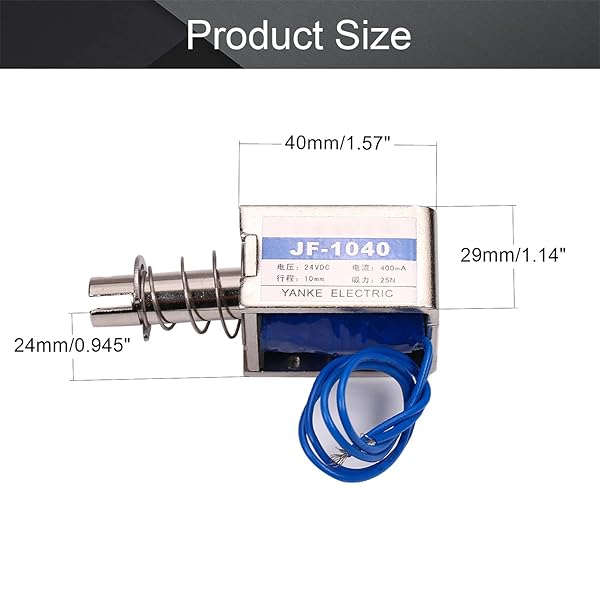 Fielect Fielect DC 24V 25N Push Pull Solenoid Electromagnet 10mm Stroke Open Frame Linear Motion JF-1040-24V 1Pcs - View 2 of 9