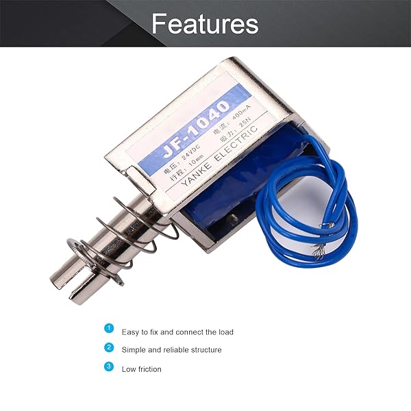 Fielect Fielect DC 24V 25N Push Pull Solenoid Electromagnet 10mm Stroke Open Frame Linear Motion JF-1040-24V 1Pcs - View 8 of 9