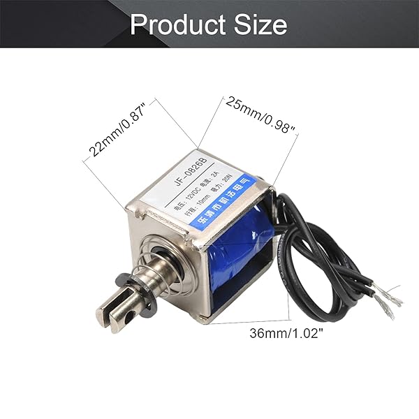 Fielect Fielect DC 12V 20N Push Pull Solenoid Electromagnet 10mm 2A Open Frame Linear Motion JF-0826B-12V - View 2 of 5