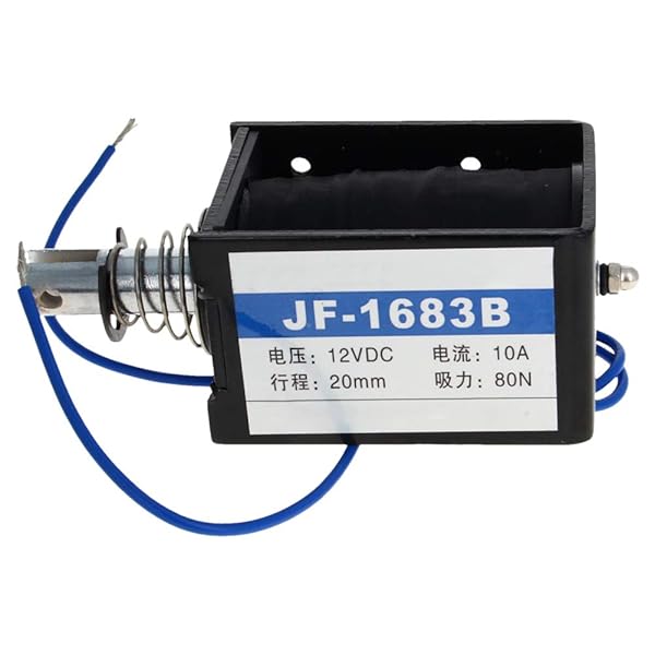 Fielect Fielect DC 12V 80N 10A Push Pull Solenoid Electromagnet Open Frame Linear Motion JF-1683B-12V - View 4 of 6