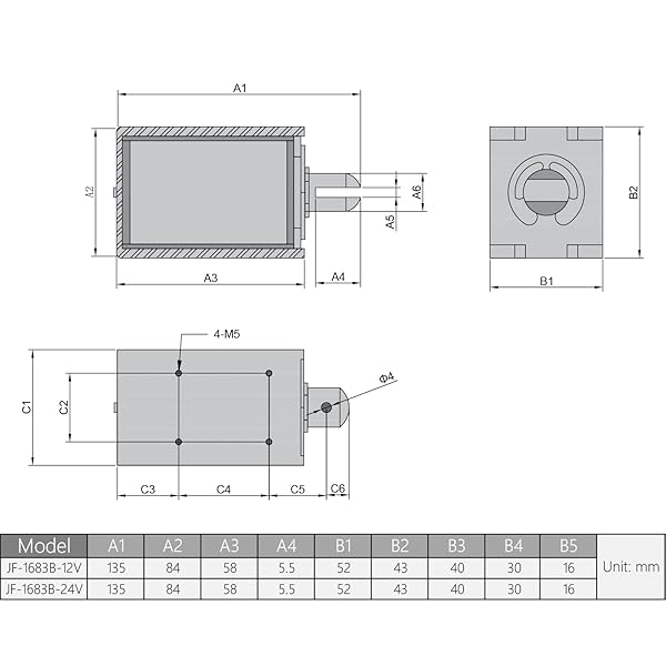 Fielect Fielect DC 12V 80N 10A Push Pull Solenoid Electromagnet Open Frame Linear Motion JF-1683B-12V - View 5 of 6