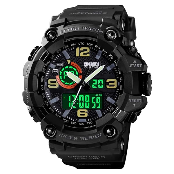 FANMIS FANMIS Mens Military Sports Watch Analog Digital Multifunction Waterproof 50M Stopwatch Alarm Countdown 12H 24H Backlight