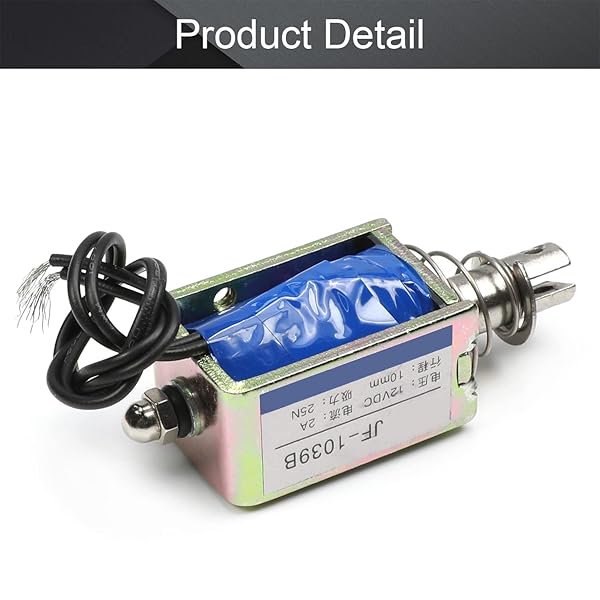 Fielect Fielect DC 12V 25N Push Pull Solenoid Electromagnet 0.4A 10mm Stroke Open Frame Linear Motion JF-1039B - View 4 of 6