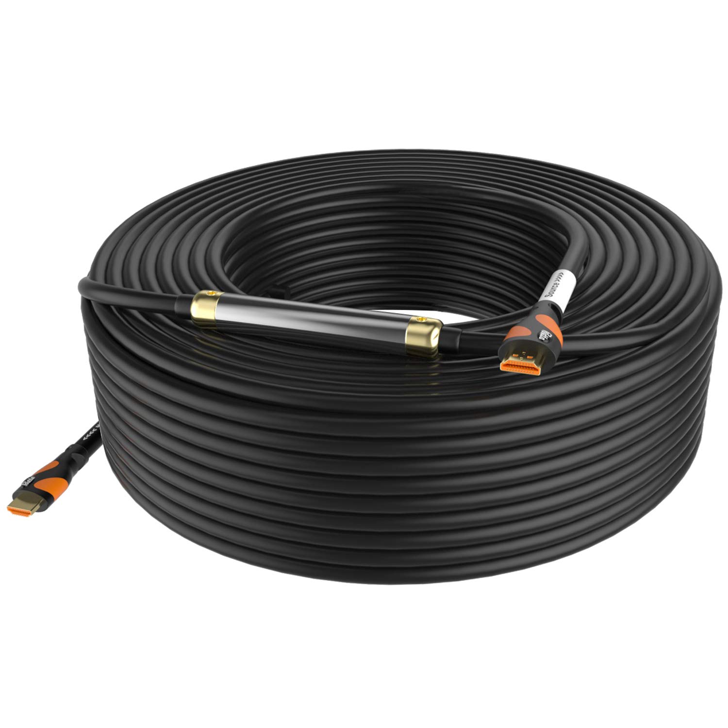 Postta Postta 100 Feet HDMI Cable 4K HDMI 2.0 with Signal Booster Supports 4K 3D 1080P Ethernet Audio Return Black Orange