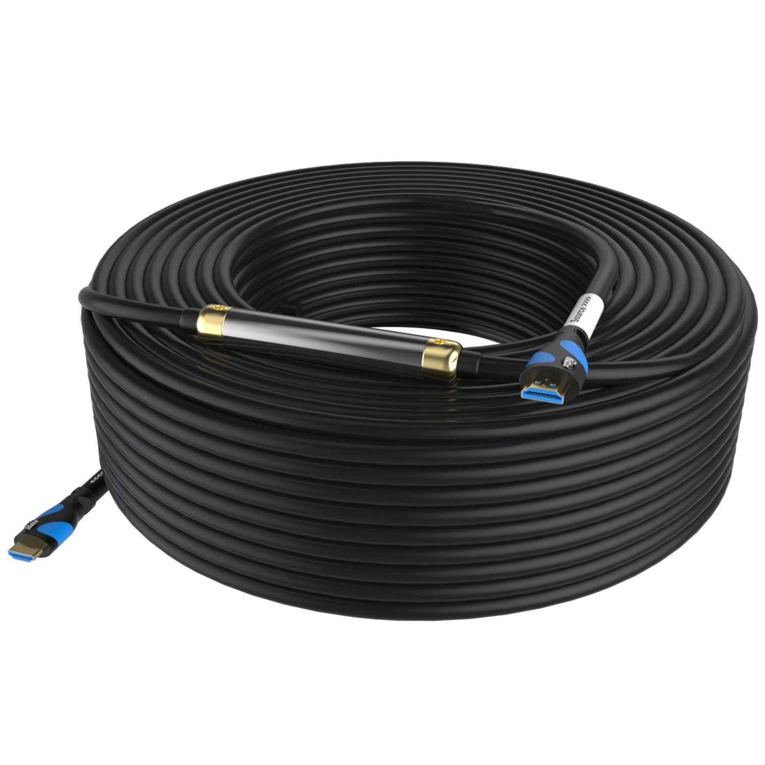 Postta 100 Feet HDMI Cable 4K HDMI 2.0 with Signal Booster Supports 4K 2160P 3D 1080P Ethernet Audio Return ARC Black Pale Blue