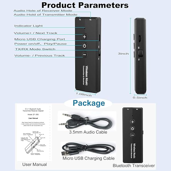 Isobel Isobel Bluetooth 5.3 3-in-1 Transmitter Receiver: Upgrade Your TV & Audio Experience - View 9 of 9