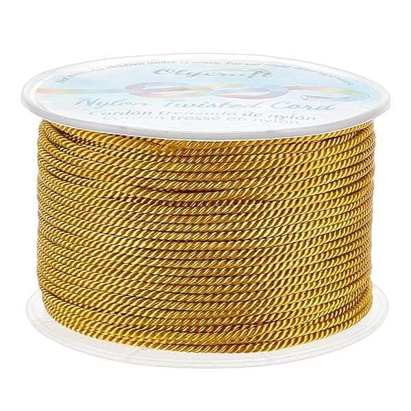 OLYCRAFT OLYCRAFT 55 Yards Twisted Satin Nylon Cord - 1.5-2mm Goldenrod String for Crafts & Jewelry Making
