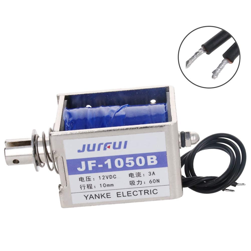 Fielect Fielect DC 12V 60N Pull Type Solenoid Electromagnet 10mm Open Frame Linear Motion Stroke JF-1050B for Efficient Performance - View 3 of 7