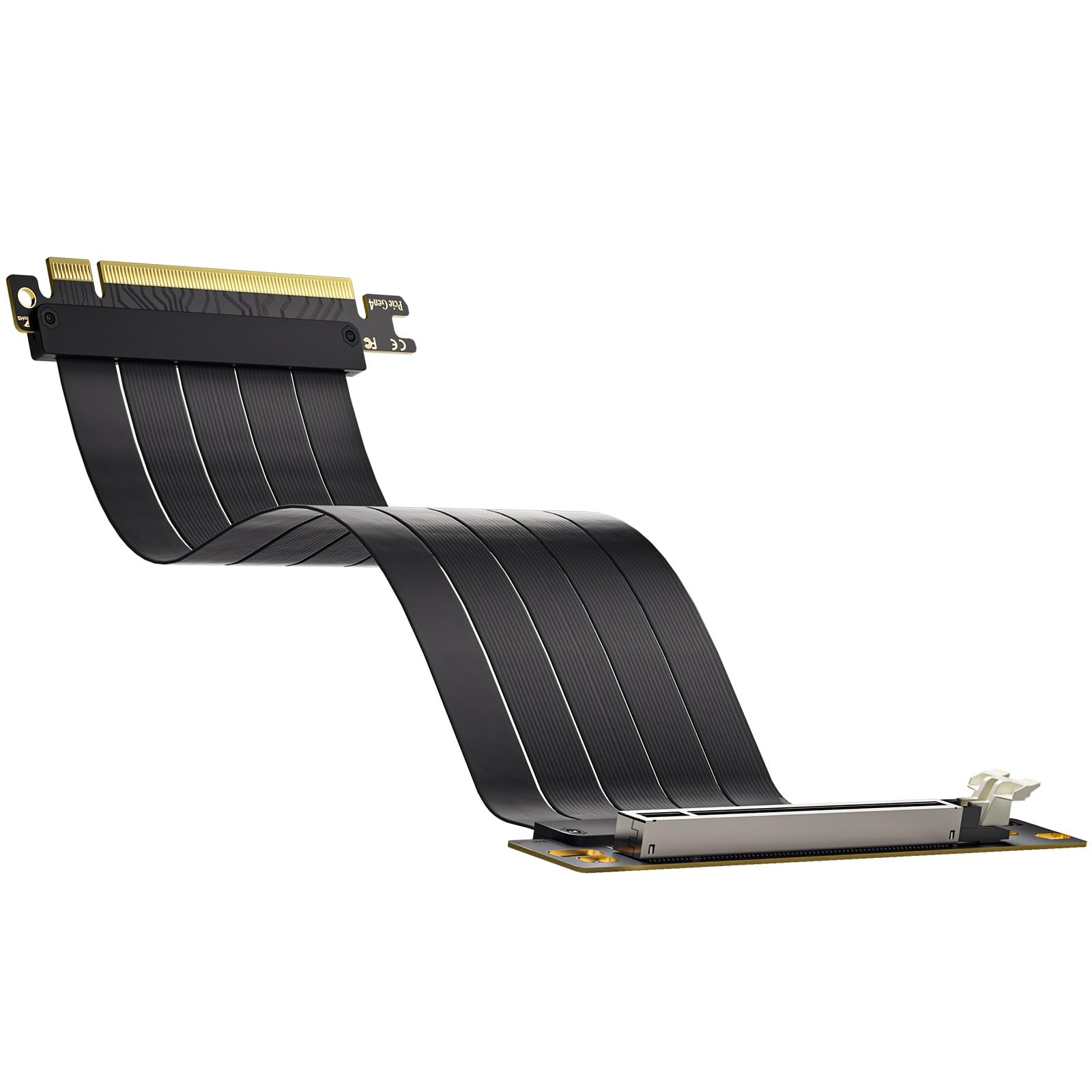 AsiaHorse PCIE 3.0 16x High Speed Flexible Riser Cable Adapter 200mm 90 Degree Angle Black for PC Graphics Card Extension