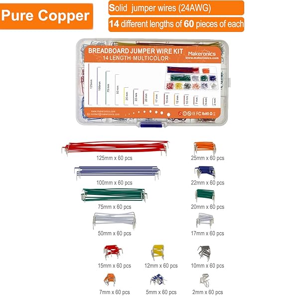 Makeronics Makeronics 840-Piece Jumper Wire Kit for Arduino, Raspberry Pi & Jetson Nano - Perfect for Breadboard Prototyping & Electronics Projects - View 2 of 6