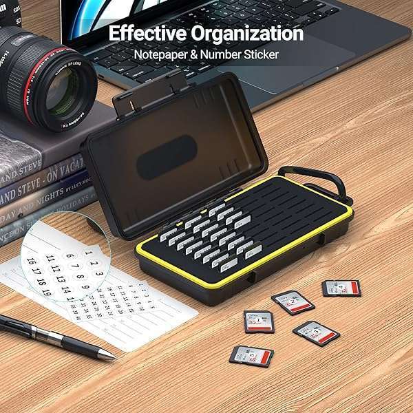 Kiorafoto 40-Slot Durable Memory Card Case - Water-Resistant Organizer for SD, CFexpress, PSV, & Nintendo Switch Games - View 5 of 10