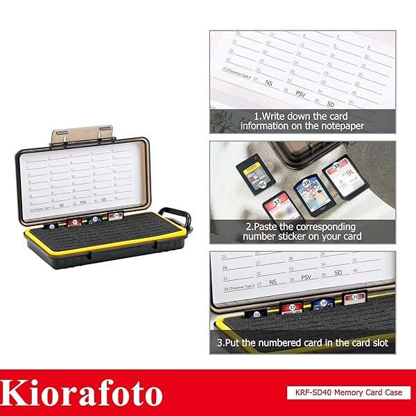 Kiorafoto 40-Slot Durable Memory Card Case - Water-Resistant Organizer for SD, CFexpress, PSV, & Nintendo Switch Games - View 8 of 10