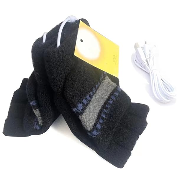 Kbinter USB Heated Gloves for Men & Women - Winter Mittens & Fingerless Warmers, Washable & Cozy for Laptop Use (Black)
