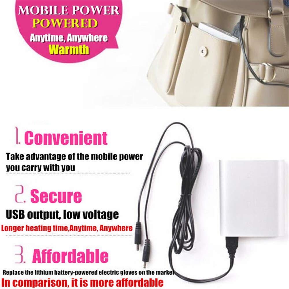 Kbinter USB Heated Gloves for Men & Women - Winter Warmth, Fingerless & Washable Design in Deep Gray - View 3 of 6