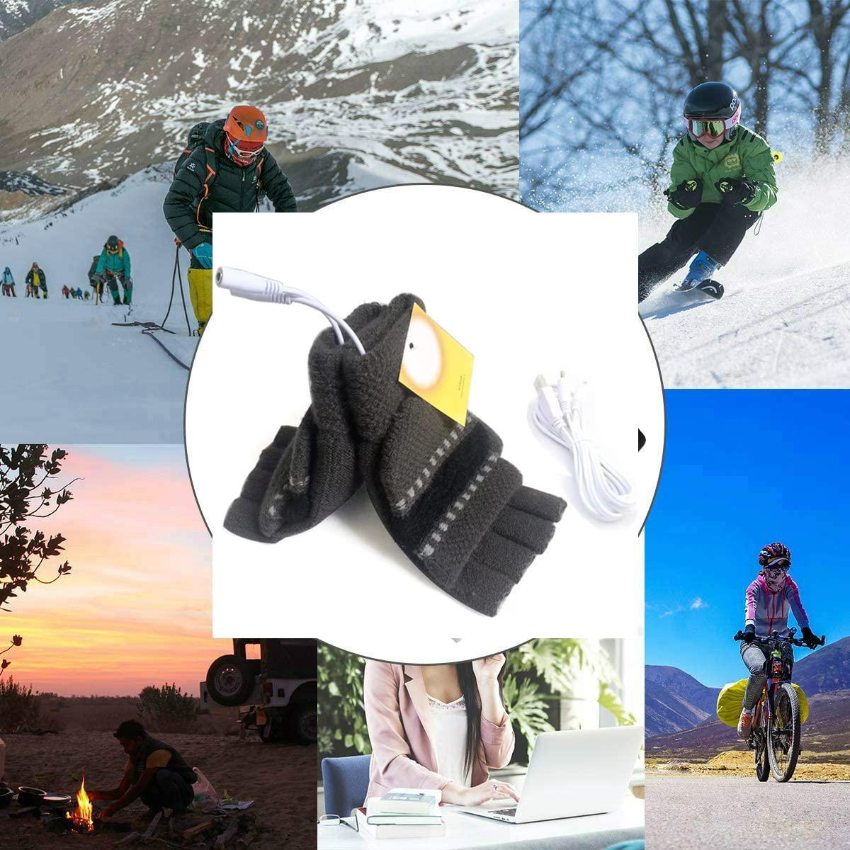 Kbinter USB Heated Gloves for Men & Women - Winter Warmth, Fingerless & Washable Design in Deep Gray - View 5 of 6