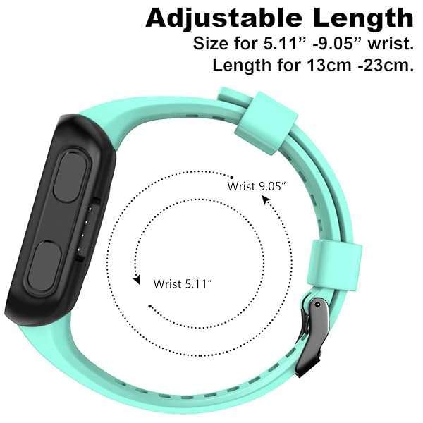 TopPerfekt GVFM Soft Silicone Replacement Band for Garmin Forerunner 35 - Teal Strap for 5.11-9.05 Inch Wrists - View 6 of 7