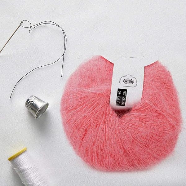 Hztyyier Soft Mohair Wool Yarn for Knitting and Crochet Bright Red DIY Scarf Supplies - View 2 of 6