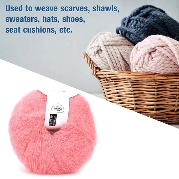 Hztyyier Soft Mohair Wool Yarn for Knitting and Crochet Bright Red DIY Scarf Supplies - View 3 of 6