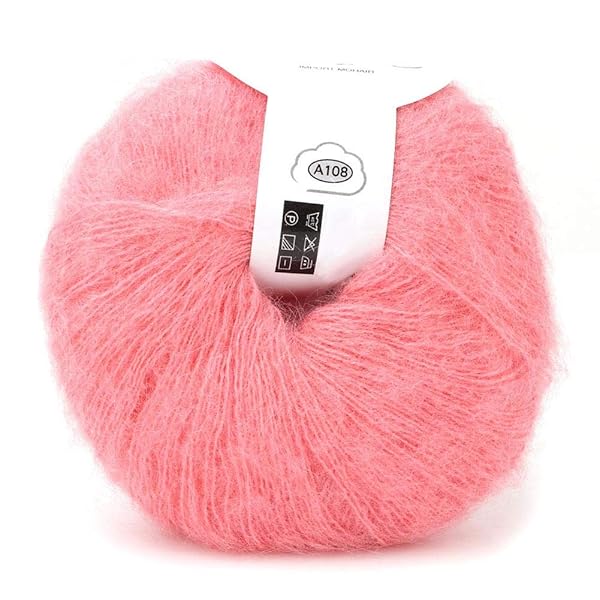 Hztyyier Soft Mohair Wool Yarn for Knitting and Crochet Bright Red DIY Scarf Supplies - View 4 of 6