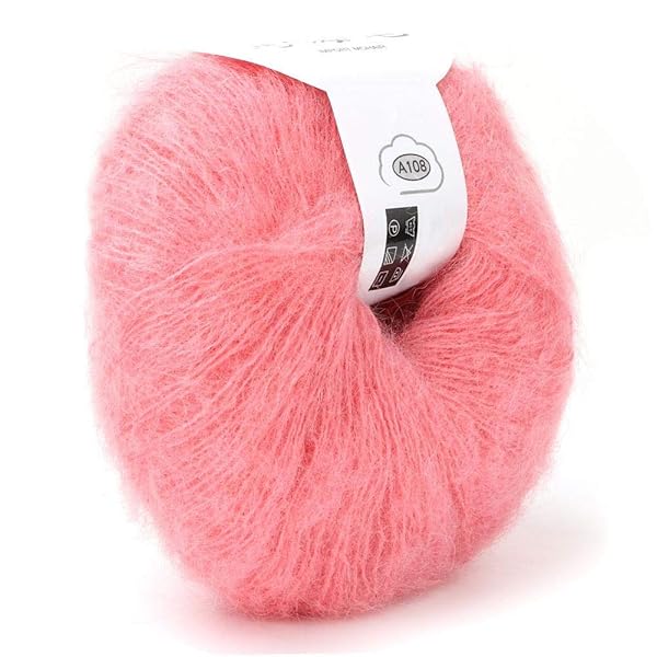 Soft Mohair Wool Yarn for Knitting and Crochet Bright Red DIY Scarf Supplies