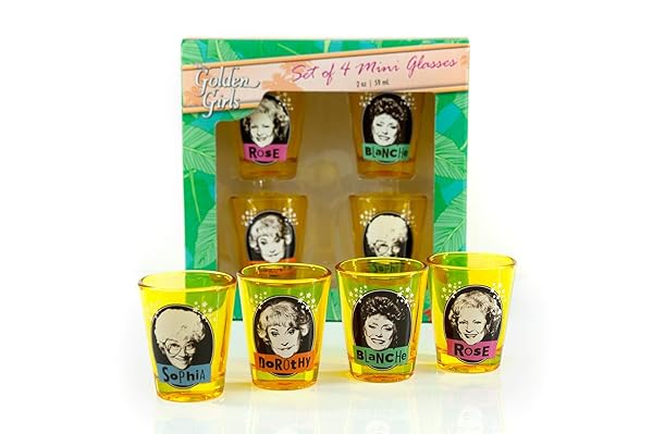 JUST FUNKY Golden Girls Official Shot Glass Collectible Set with 2 Ounce Glasses for Each Character