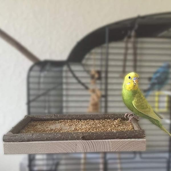 POPETPOP POPETPOP Bird Perch Platform for Parakeets Lovebirds and Cockatiels Wood Stand for Bird Cage Flat Perch for Parrots and Small Birds - View 2 of 9