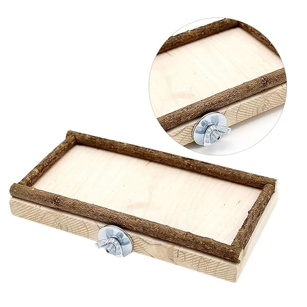 POPETPOP POPETPOP Bird Perch Platform for Parakeets Lovebirds and Cockatiels Wood Stand for Bird Cage Flat Perch for Parrots and Small Birds - View 8 of 9