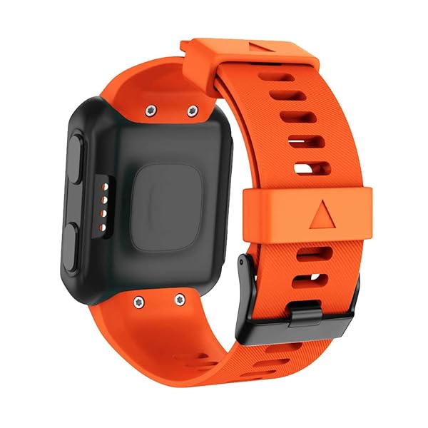 TopPerfekt GVFM Band for Garmin Forerunner 35 Soft Silicone Replacement Strap in Orange with Black Buckle - View 2 of 5