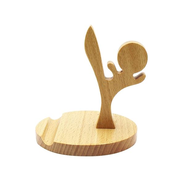 Amamcy Amamcy Cartoon Wooden Smartphone Desk Holder for All Mobile Phones Animal Design Phone Stand and Desk Ornament - View 2 of 7