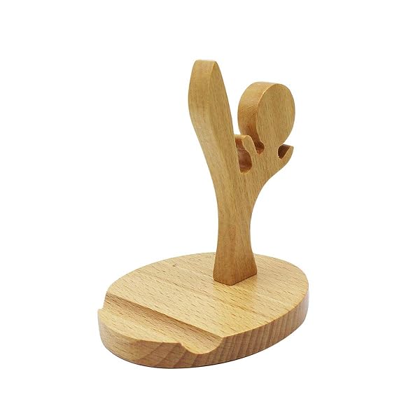 Amamcy Amamcy Cartoon Wooden Smartphone Desk Holder for All Mobile Phones Animal Design Phone Stand and Desk Ornament - View 6 of 7