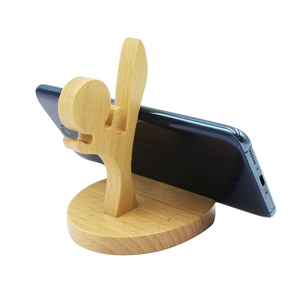 Amamcy Amamcy Cartoon Wooden Smartphone Desk Holder for All Mobile Phones Animal Design Phone Stand and Desk Ornament - View 7 of 7