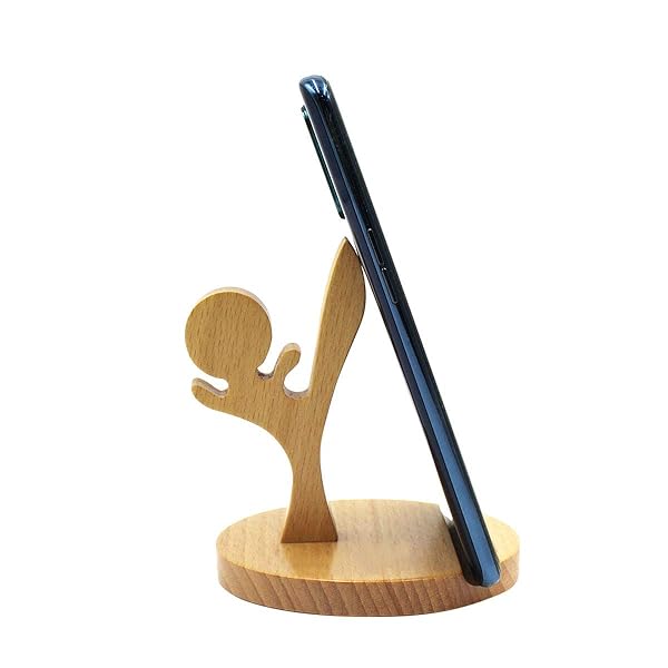 Amamcy Amamcy Cartoon Wooden Smartphone Desk Holder for All Mobile Phones Animal Design Phone Stand and Desk Ornament