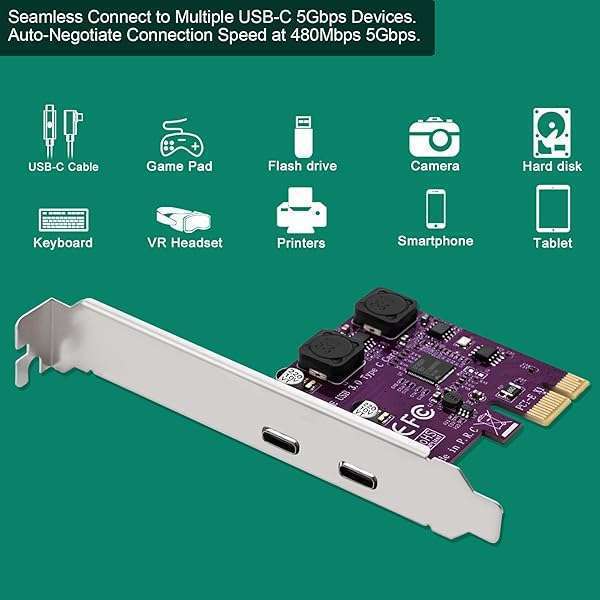 FebSmart FebSmart 2X 5Gbps USB-C PCIe Expansion Card for Windows 11/10/8.x/7/XP - Self-Powered, No Extra Supply Needed (FS-U302C-Pro) - View 6 of 10