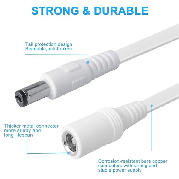 SIOCEN 20FT 3 Pack 2.1mm x 5.5mm Extension Cord DC 12V Power Supply Adapter for CCTV Security Camera and LED Strip with Male to Female Plug Cable - View 3 of 6