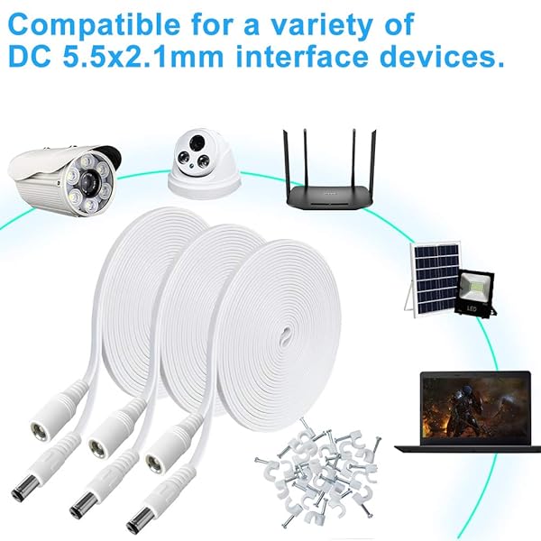 SIOCEN 20FT 3 Pack 2.1mm x 5.5mm Extension Cord DC 12V Power Supply Adapter for CCTV Security Camera and LED Strip with Male to Female Plug Cable - View 6 of 6