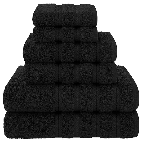 American Soft Linen Luxury 6-Piece Black Towel Set: 100% Cotton Turkish Bath, Hand & Wash Towels for Ultimate Comfort