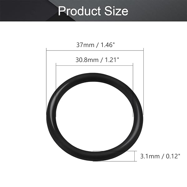 Othmro Othmro 10pcs Nitrile Rubber O-Rings 3mm Wire Dia 37mm OD for Oil Air Sealing Professional Plumbing Car Repair Black - View 2 of 9