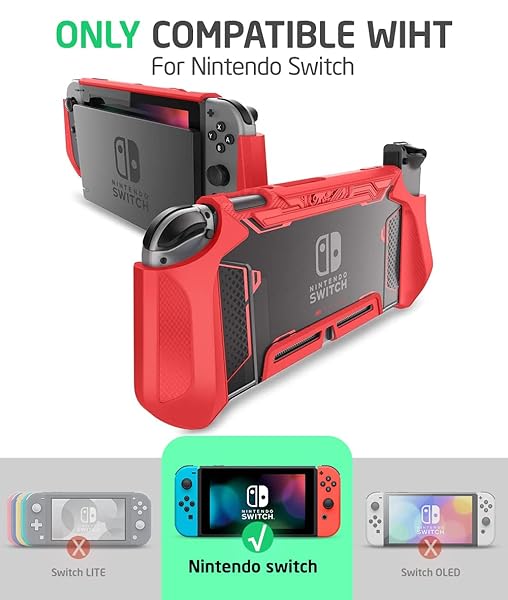 Mumba Shop Mumba Blade Series Dockable Case for Nintendo Switch - TPU Grip Cover in Red for Console & Joy-Con Protection - View 3 of 9