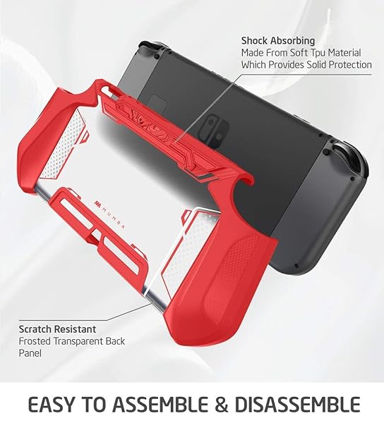 Mumba Shop Mumba Blade Series Dockable Case for Nintendo Switch - TPU Grip Cover in Red for Console & Joy-Con Protection - View 5 of 9