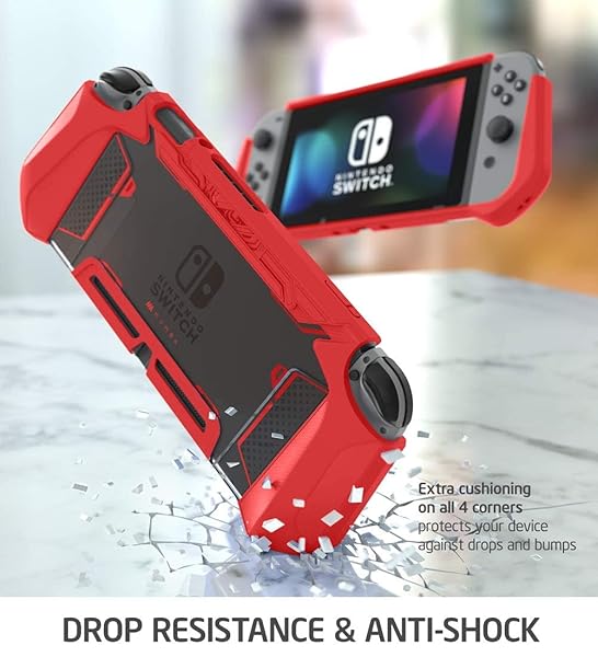 Mumba Shop Mumba Blade Series Dockable Case for Nintendo Switch - TPU Grip Cover in Red for Console & Joy-Con Protection - View 6 of 9