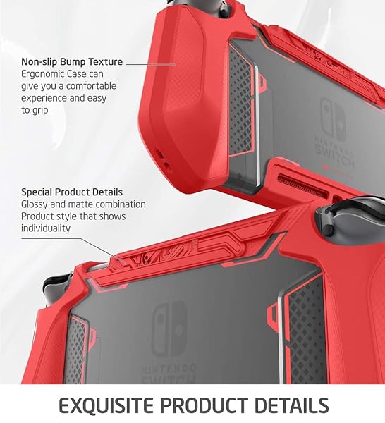 Mumba Shop Mumba Blade Series Dockable Case for Nintendo Switch - TPU Grip Cover in Red for Console & Joy-Con Protection - View 7 of 9