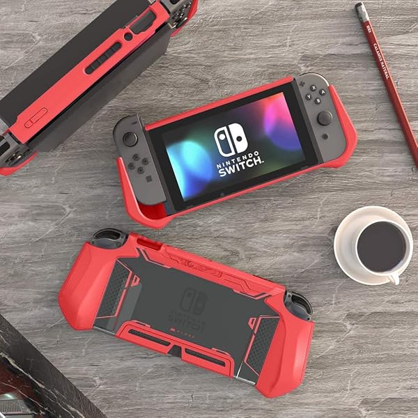 Mumba Shop Mumba Blade Series Dockable Case for Nintendo Switch - TPU Grip Cover in Red for Console & Joy-Con Protection - View 9 of 9