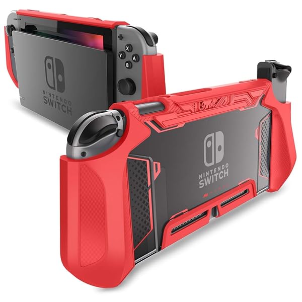Mumba Shop Mumba Blade Series Dockable Case for Nintendo Switch - TPU Grip Cover in Red for Console & Joy-Con Protection