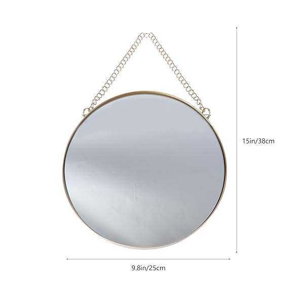 VOSAREA "VOSAREA Gold Round Wall Hanging Mirror - 10"x15" Vanity Decor for Bathroom & Bedroom" - View 4 of 9