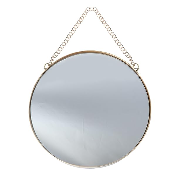 "VOSAREA Gold Round Wall Hanging Mirror - 10"x15" Vanity Decor for Bathroom & Bedroom"
