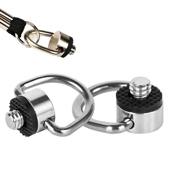 AONTOKY "Stainless Steel D Ring Screw Hinged Holder for DSLR Cameras - 1/4"-20 Thread Quick Release Strap (2 Pack)"