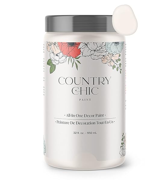Country Chic Paint Country Chic All-in-One Chalk Paint Crinoline Off White Eco-Friendly Matte Finish for Furniture Cabinets Home Decor Quart 32 oz